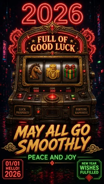 Slot Machine image example: Cyberpunk Neon New Year Slot Machine Illustration