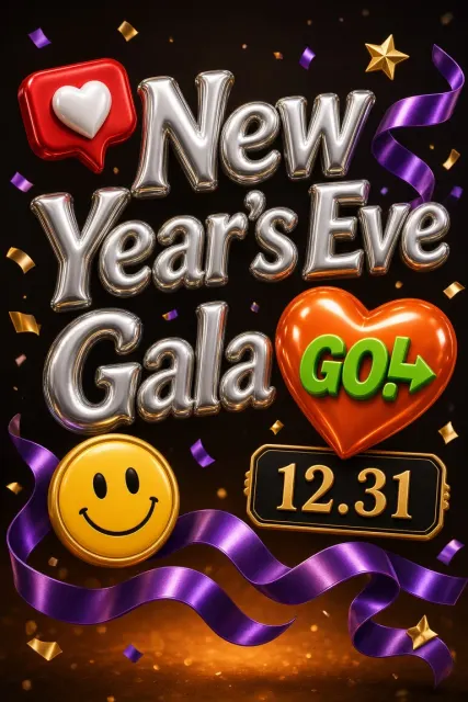Futuristic image example: Metallic 3D New Year's Eve Gala Poster