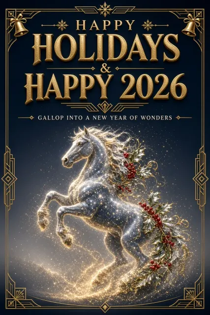 Art Deco Starlight Stallion Holiday Poster