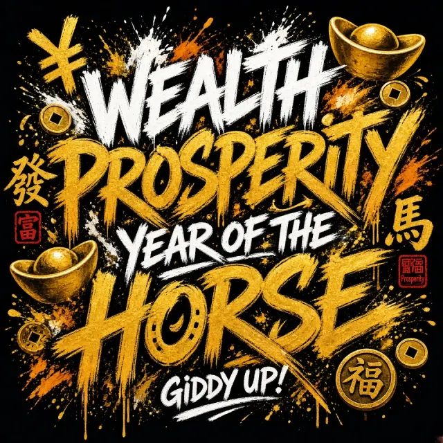 Street Art image example: Graffiti-Style Year of the Horse Prosperity Typography