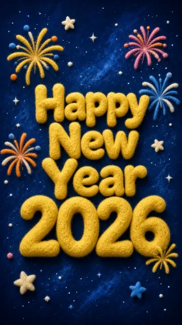 3D Felted Wool 2026 New Year Typography