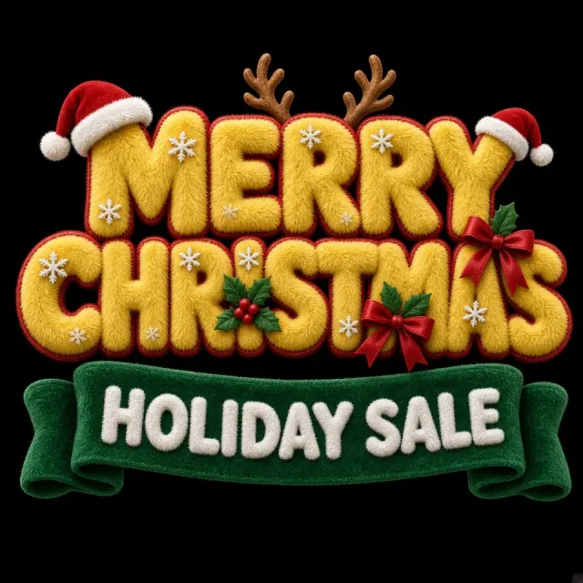 Fabric Texture image example: Fuzzy Plush Christmas Typography Poster