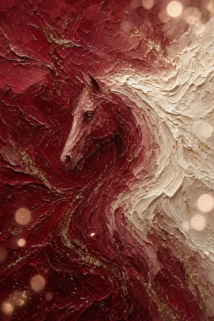 Abstract Impasto Horse Oil Painting Close-Up