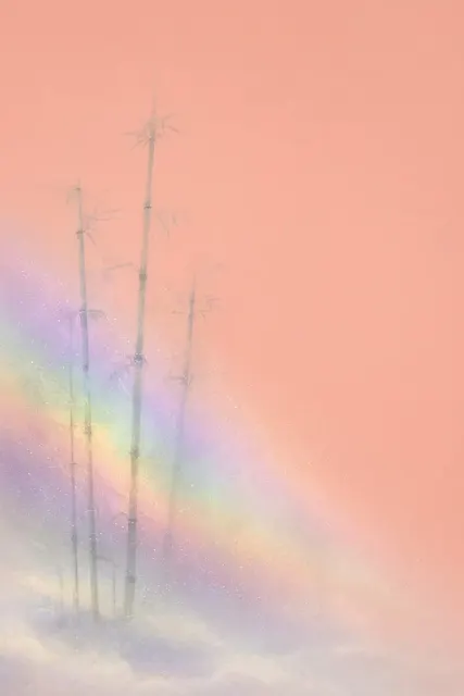 Dreamy image example: Minimalist Hazy Rainbow Galaxy Bamboo Illustration