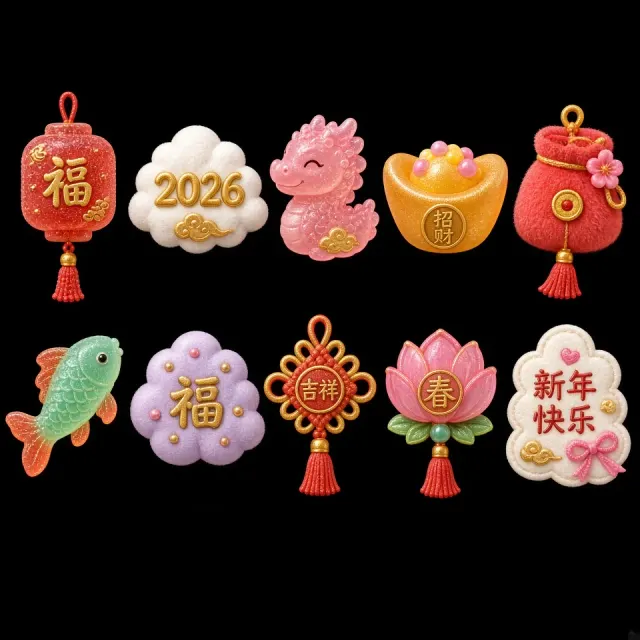 Dark Tone image example: 2026 Lunar New Year Gummy Icon Collection