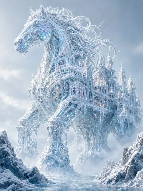 Mythical Ice Castle Stallion Sculpture