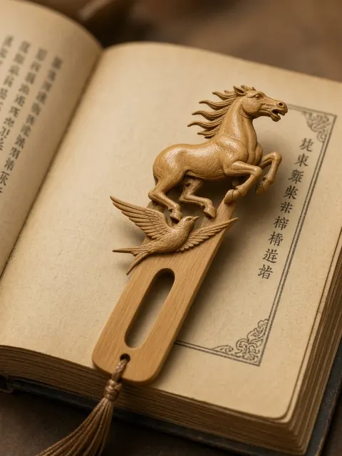 Product Design image example: Carved Bamboo Galloping Horse Cultural Bookmark