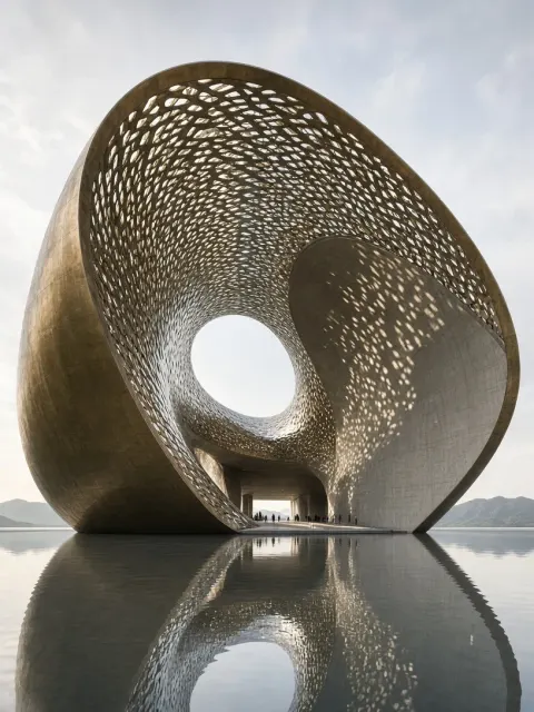 Dynamic Lighting image example: Bronze Saddle Architectural Art Museum Design