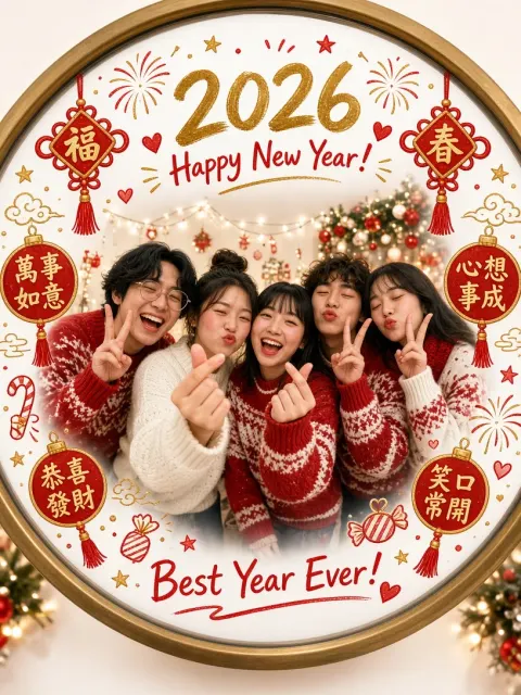 Celebration image example: Playful Convex Mirror New Year Selfie Poster