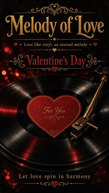Dark Moody image example: Vintage Vinyl Record Heart Valentine Close-Up Poster