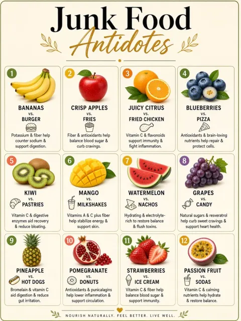 Food image example: Junk Food Antidote Fruit Pairing Infographic