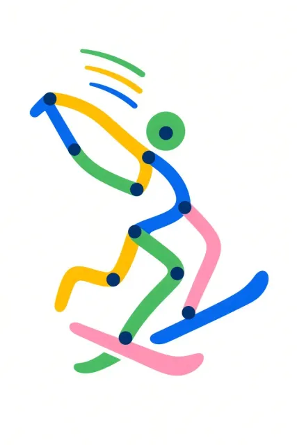 Logo Design image example: Abstract Skiing Figure Colorful Vector Logo