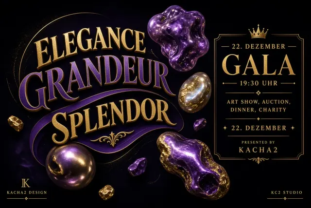 Luxury Texture image example: Purple, Gold and Black Luxury Gala Art Poster