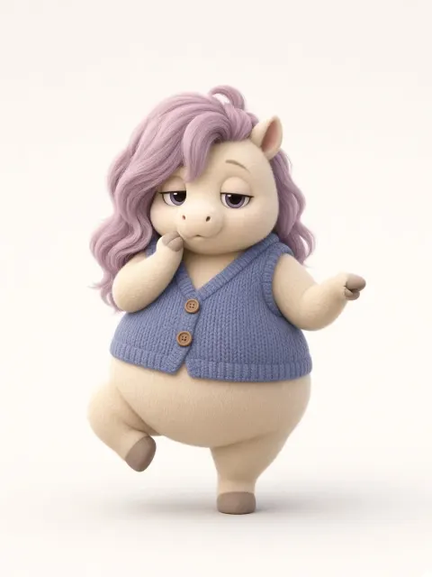 Fresh and Clean image example: Chubby Fluffy Anthropomorphic Horse 3D Illustration