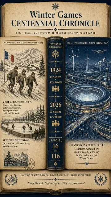 Athletes image example: Centennial Winter Games Chronicle Vintage Print Poster