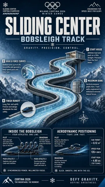 Cross-Section image example: Winter Games Bobsleigh Track Cross-Section Poster