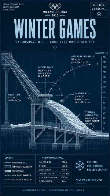 winter sports image example: Winter Games Ski Jump Structural Blueprint Poster