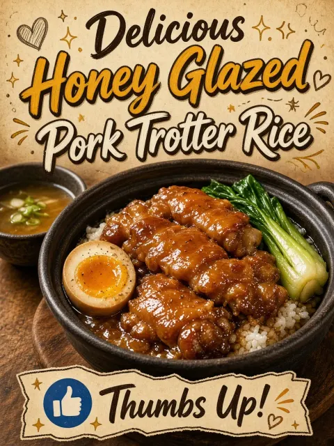 Food Photography image example: Honey Glazed Pork Trotter Rice Food Poster