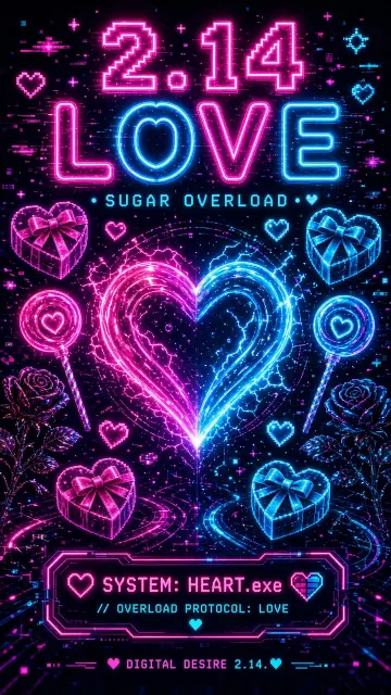 Cyberpunk Neon Heart Valentine's Day Poster