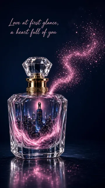 Cosmic Galaxy image example: Surrealist Perfume Bottle with Miniature Cityscape