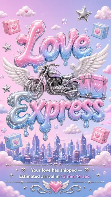 Sweet Cool Liquid Metal Love Express Typography