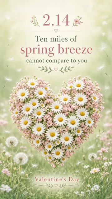 Gradient Background image example: Chamomile and Baby's Breath Floral Heart Poster