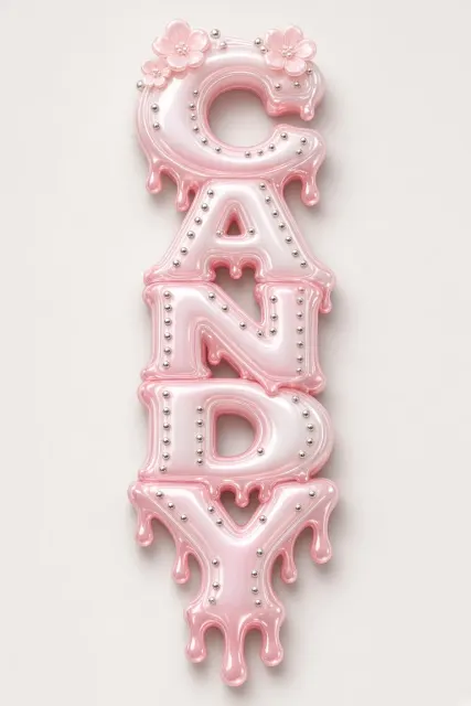 Pastel Gradient image example: 3D Candy Frosting Typography Design