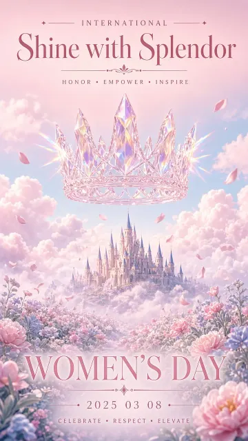 3D Crystal Crown Women's Day Poster