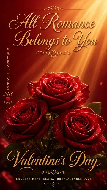 Warm Gradient image example: Realistic Red Rose Valentine's Day Poster