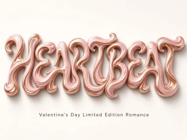 Rose Gold Fluid Lettering Valentine Poster