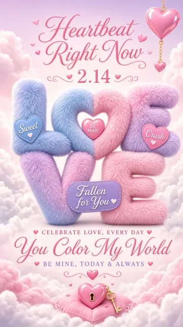 3D Typography image example: Sweet Plush LOVE Valentine Poster
