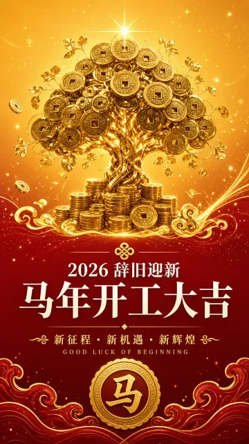 Minimalist Poster image example: Year of the Horse Prosperity Money Tree Poster