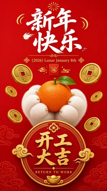 Metallic Gold image example: Cute Cartoon Paws and Orange Return-to-Work Poster