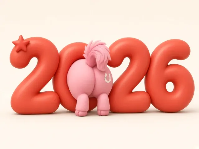 Mascot image example: Playful 2026 Year of the Horse 3D Typography Illustration