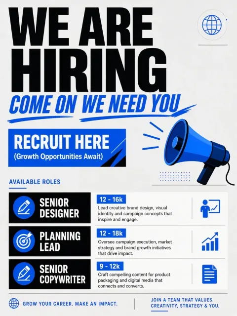 Dynamic Motion image example: Modern Minimalist Job Recruitment Poster