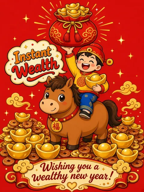 Cover image example: New Year Lucky Horse Wealth Poster