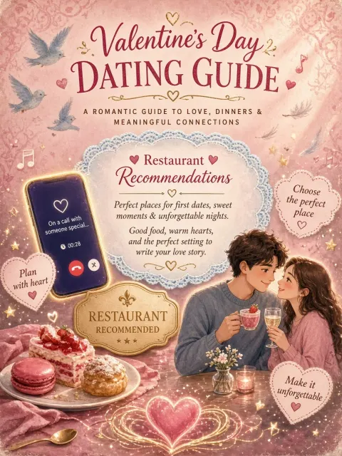 Birds image example: Valentine's Day Date Guide Hand-Drawn Cover Illustration