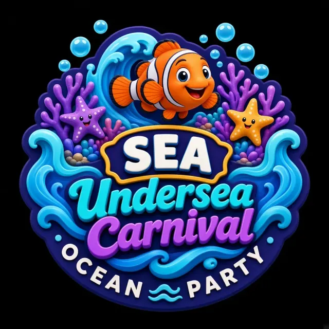 marine life image example: 3D Cartoon Ocean Party Icon Design