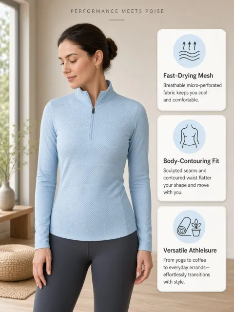 Product Display image example: Baby Blue Half-Zip Athletic Top Product Display