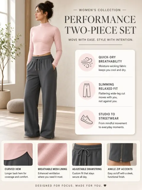 Commercial Banner image example: Pink and Charcoal Loungewear Set Product Poster