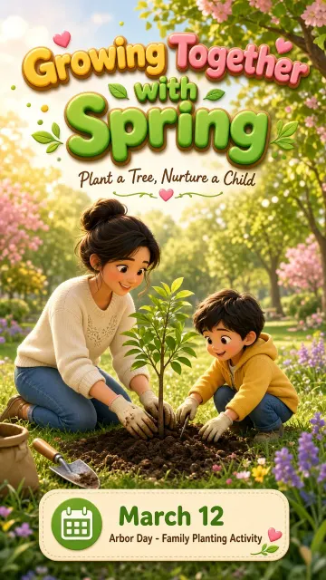 Natural Lighting image example: Heartwarming 3D Family Tree Planting Poster