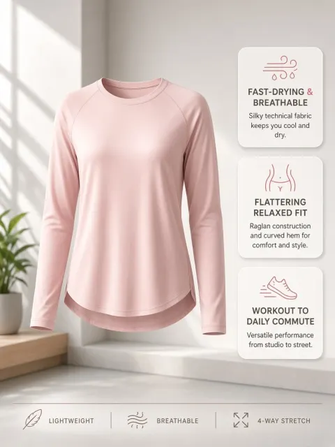 Fresh Aesthetic image example: Pale Pink Quick-Dry Athletic Top Product Display