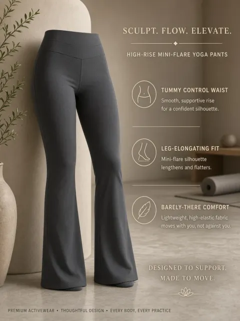 Product Display image example: Dark Gray Flare Yoga Pants Product Feature