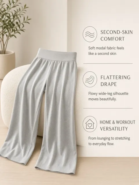 Activewear image example: Light Gray Wide-Leg Yoga Pants Commercial Banner