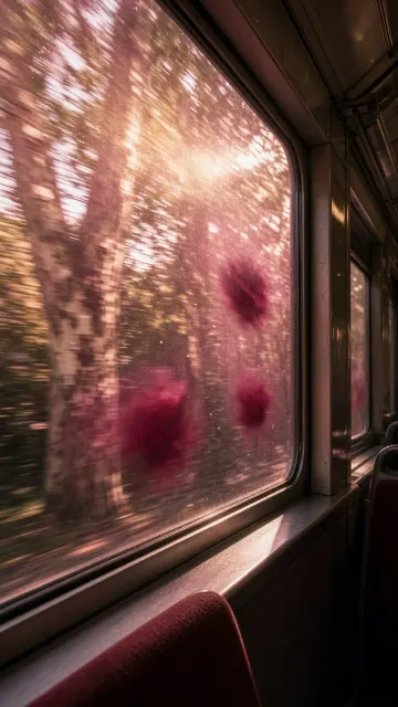 Glass & Crystal image example: Motion Blur Roses Through Subway Glass Window