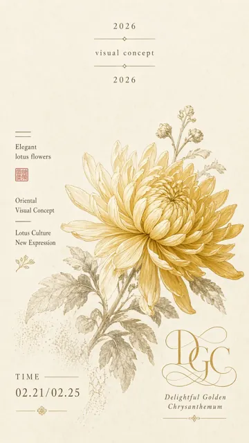Abstract Shapes image example: Minimalist Classical Chrysanthemum Art Poster