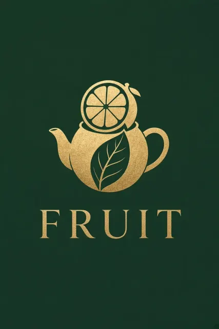 Brand Identity image example: Minimalist Gold Foil Teapot Lemon Fruit Logo