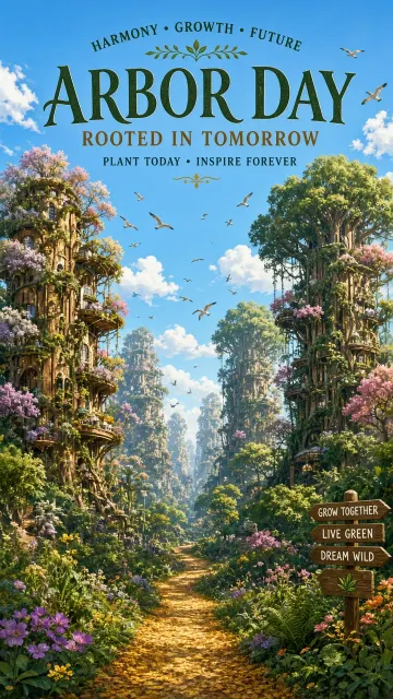 Nature image example: Futuristic Living Tree Tower City Arbor Day Illustration