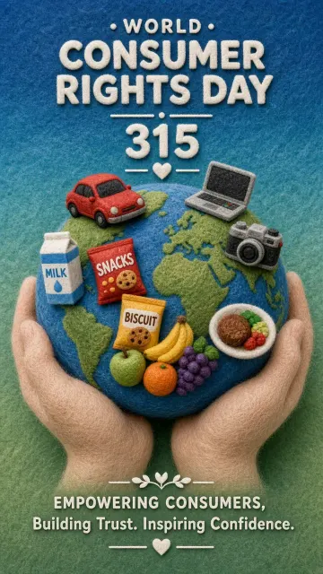 Food image example: Felt Texture 3D Consumer Rights Day Poster