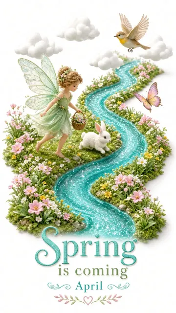 Warm Tone image example: Miniature 3D Spring Brook Flower Fairy Poster
